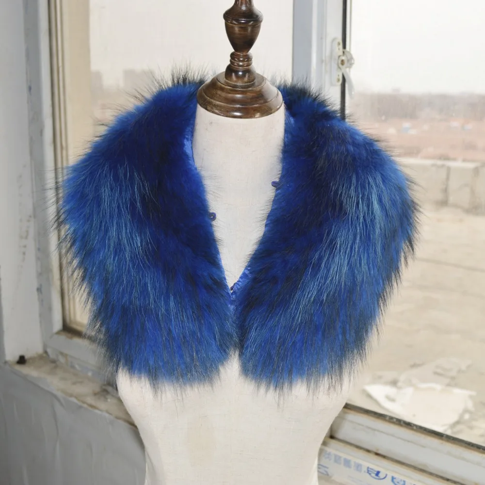 Лидер продаж из натурального меха енота шарф пальто меховой воротник женское На - Фото №1