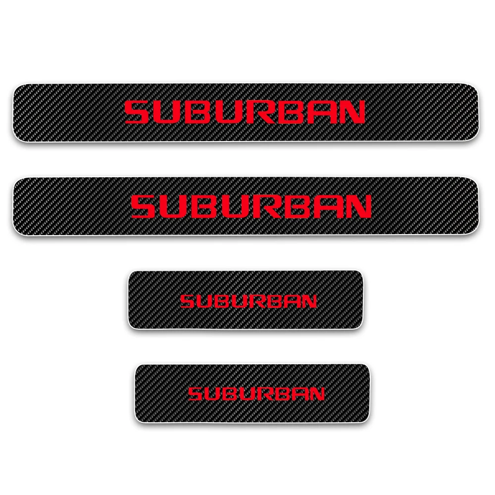 

Car Door Sill Protector For Chevrolet SUBURBAN Door Threshold Plate Car Sills Scuff Plate Stickers Carbon Fiber Vinyl 4pcs