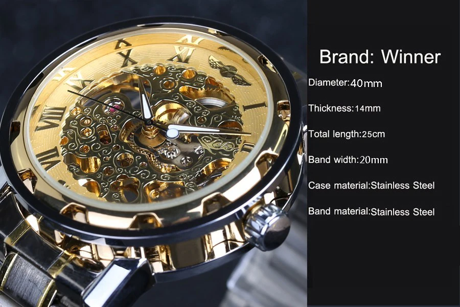Новинка 2016 лидер продаж модные Механические Мужские часы-скелетоны с