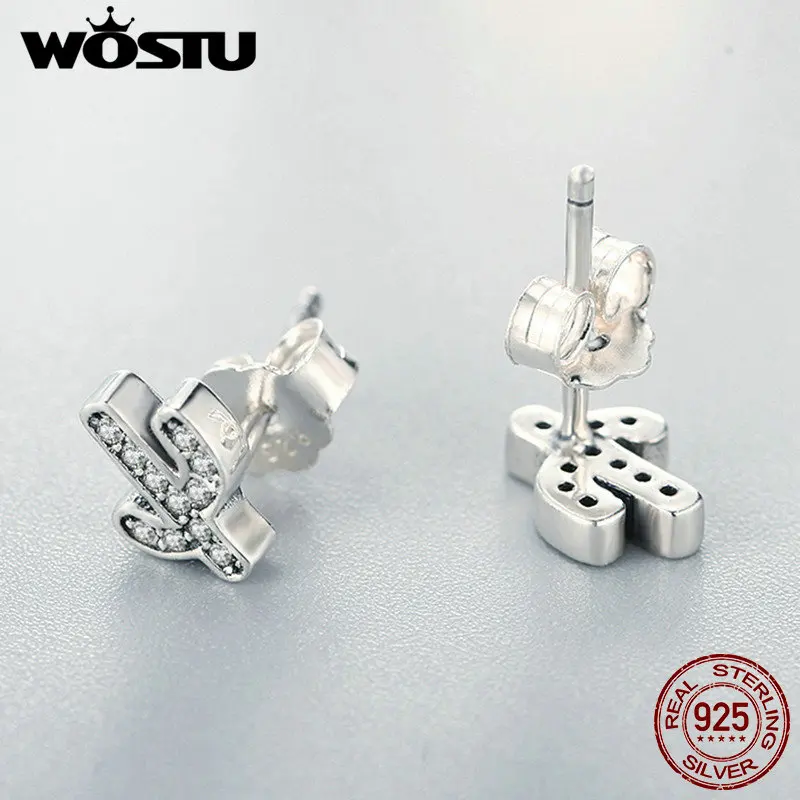 WOSTU хит продаж 925 пробы серебро освежающий кактус прозрачный CZ трендовые