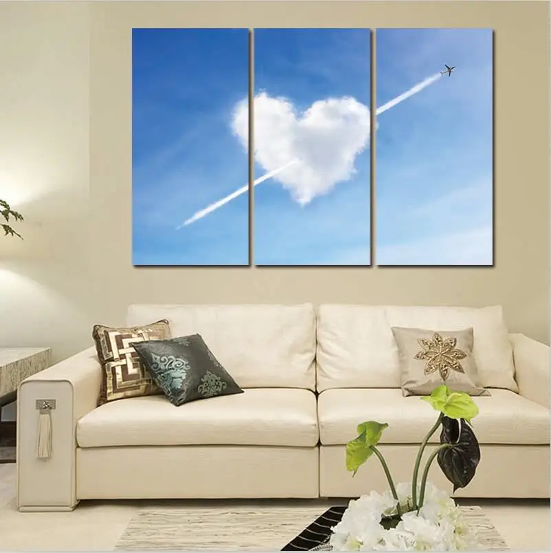 Картины на холсте искусство рисунок 3 предмета облако сердце любовь без рамки |