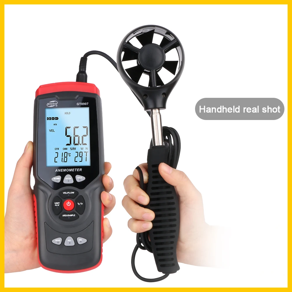 Portable Anemometer Anemometro Gauge Precise Digital USB Temperature Hand-Held Tool GT8907-BENETECH | Инструменты