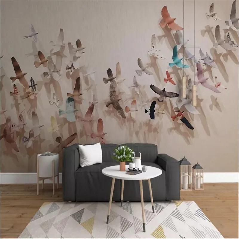 Creative group of flying birds background wall professional custom high-end mural factory wholesale wallpaper photo |