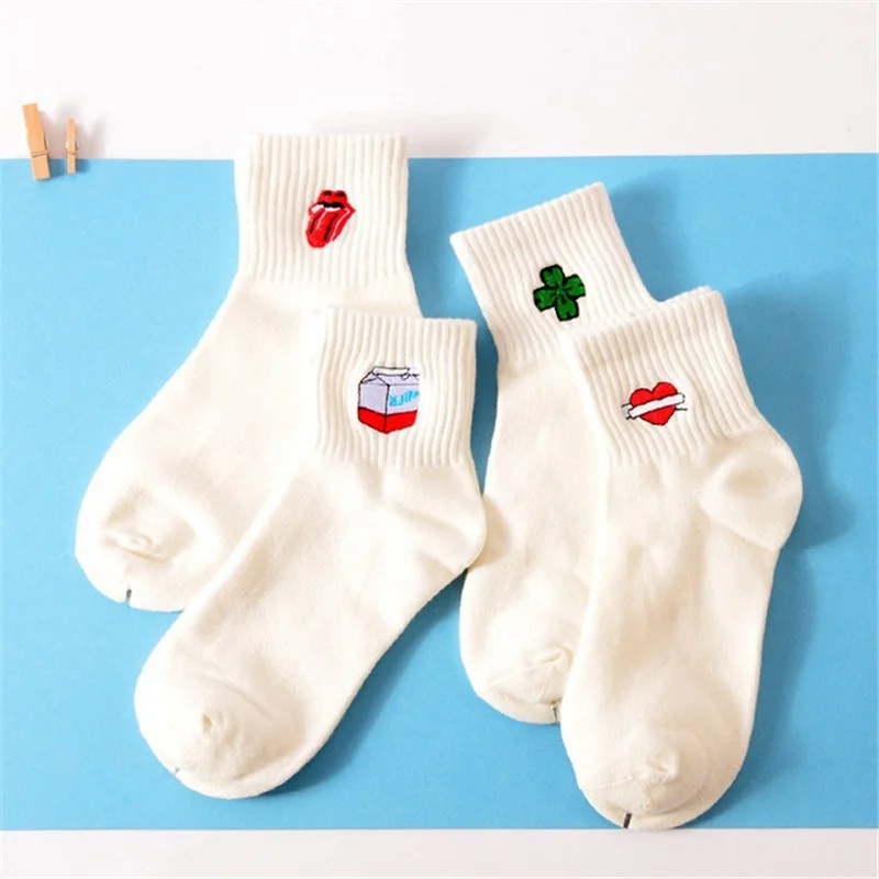 Магазин Crazy Fly корейский Harajuku Мультфильм Черный Белый Короткие носки новинка для