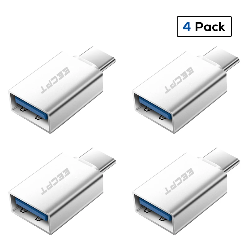 EECPT OTG type-C адаптер USB type C к USB 3,0 зарядное устройство конвертер данных адаптер для Macbook samsung Galaxy S9 S8 huawei One Plus - Цвет: 4 Pack Silver