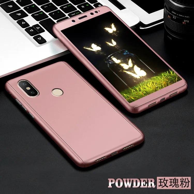 Xiaomi Redmi Note 6 Pro 360 Degree Full Protection Hard Plastic Case With Tempered Glass Global Version |