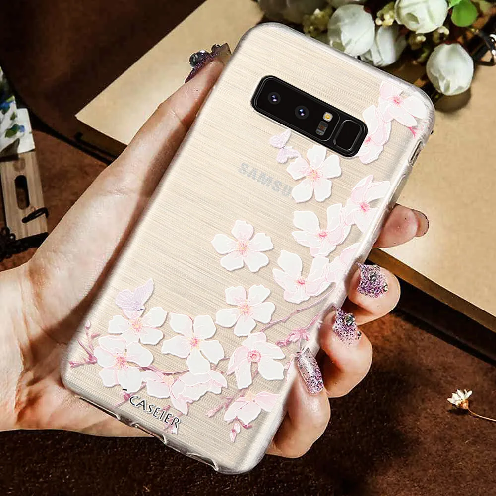 Чехол CASEIER с объемным цветком для Samsung S8 S9 Plus Note 8 мягкий силиконовый чехол Galaxy S6 S7