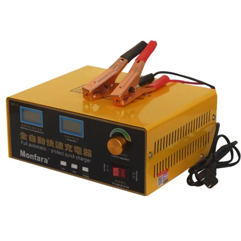 Золотой 600W 25A умный автоматический 12 V/24 V автомобиль хранения Батарея Зарядное устройство ЖК-дисплей 5-ти ступенчатый интеллигентая(ый) ремонт импульса для свинцово-кислотный Батарея 36-400AH - Цвет: Золотой