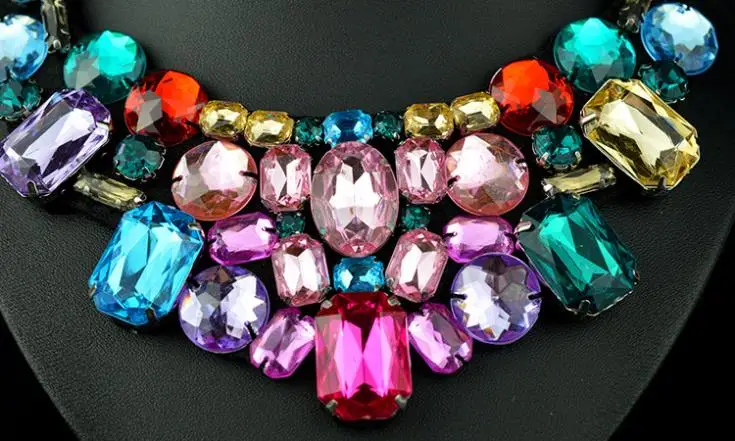 Женское винтажное ожерелье многоцветное колье с кристаллами | Украшения и