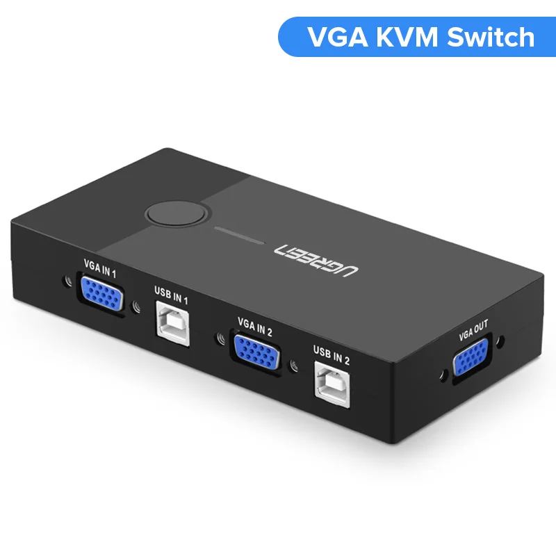 Ugreen HDMI KVM переключатель 2 Порты и разъёмы 4K переключатель USB KVM коммутатор VGA PLC сплиттер для совместного использования принтера клавиатура Мышь KVM переключатель HDMI CGA - Цвет: VGA KVM Switch