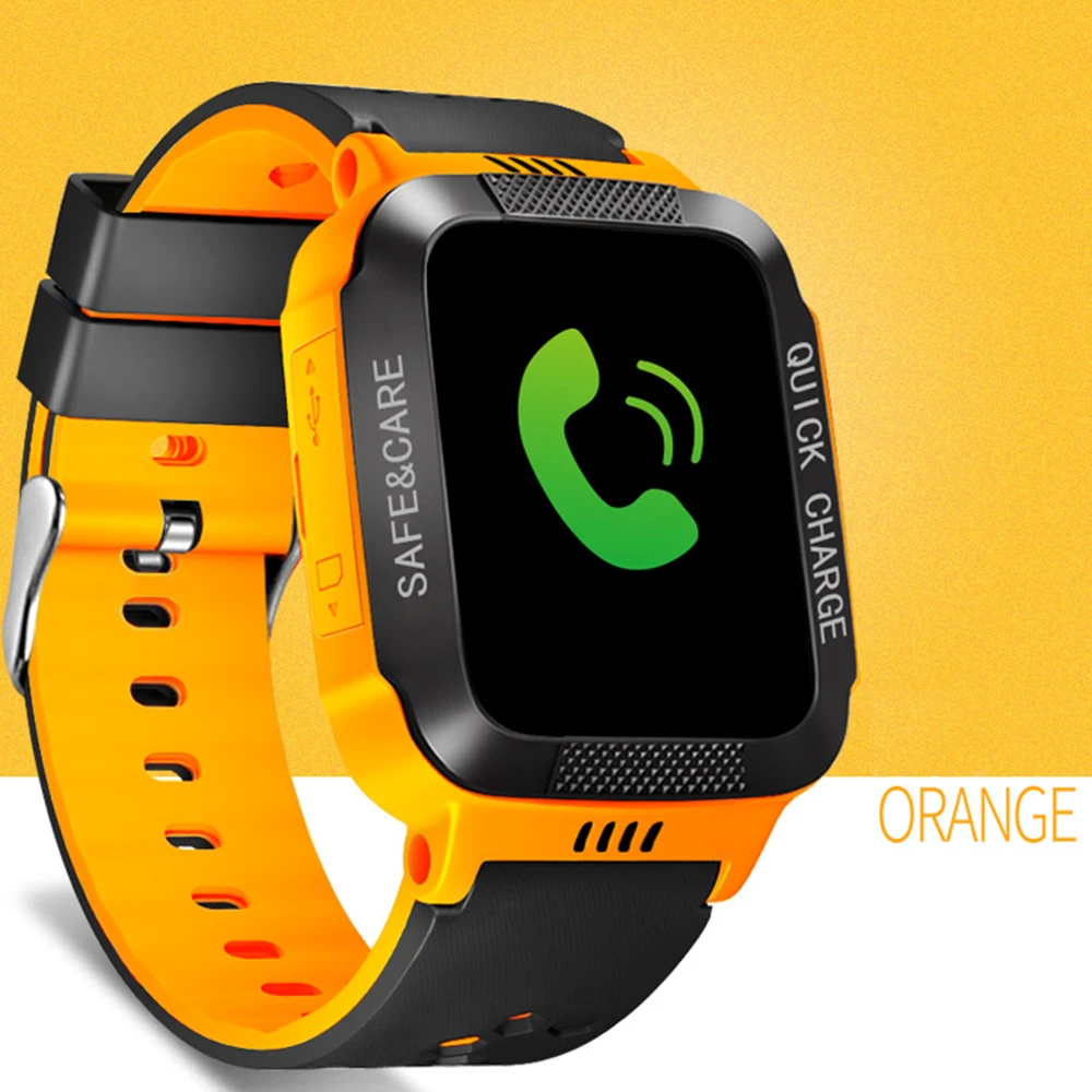 black and orange Детские наручные часы с функцией SOS, с защитой от потери голоса, Y21s, с сенсорным экраном, позиционирование, нет, gps трекер, смарт-телефон, часы, камера - Цвет: black and orange