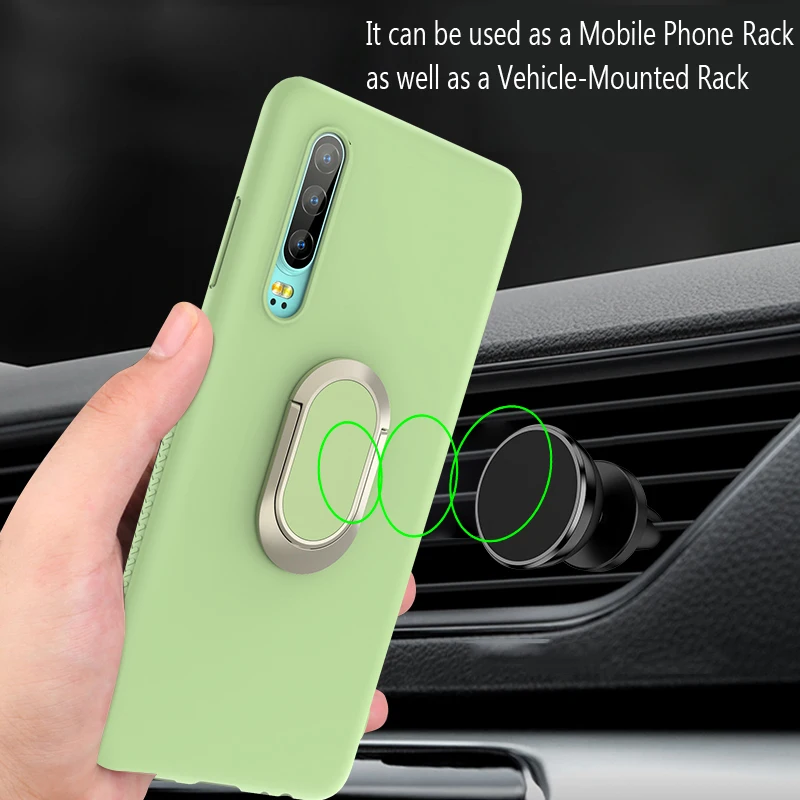 Original Liquid Silicone Case for Huawei P30 Mate 20 Pro on iPhone 7 8 Plus X XR XS Max Soft Candy Cover Ring Bracket | Мобильные