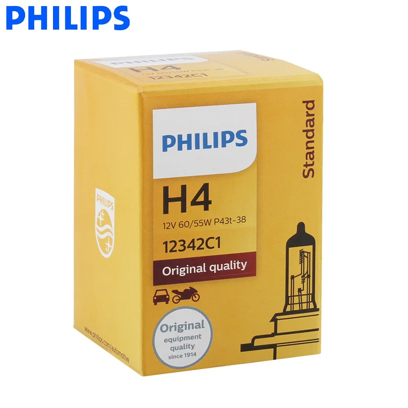 Philips H4 9003 12 в 60/55 Вт P43t оригинальное качество автомобильных фар стандартные лампы