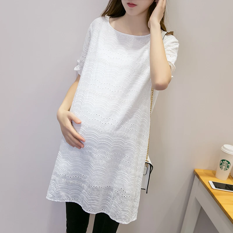 2018 летние топы для беременных Футболка одежда свободная хлопковая Топ Платье