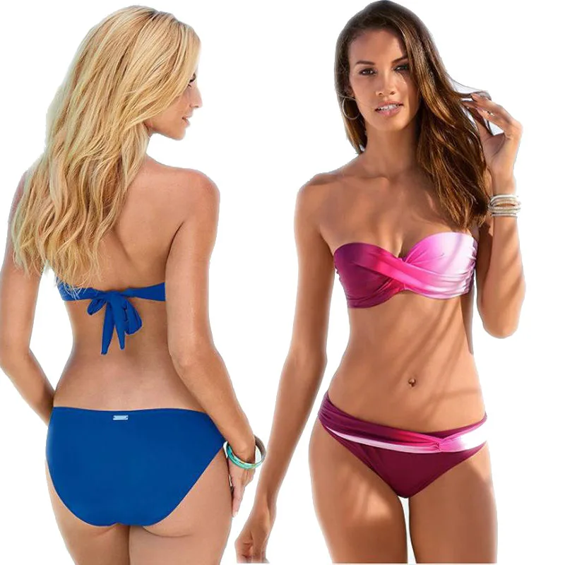 Sexy Strapless Bikini Set Swimming Bathing Suit Push Up Padded Bikinis Women Hot Sale Brazilian Biquini Beachwear Swimsuit |