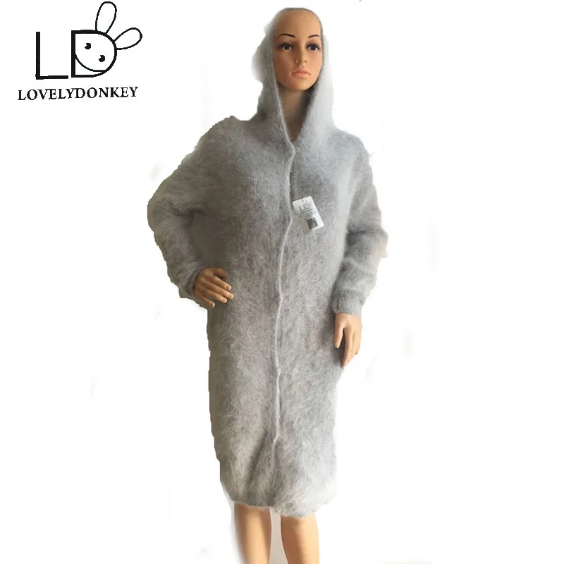 Lovelydonkeyженский длинный плюшевый норковый кашемировый свитер плотное пальто