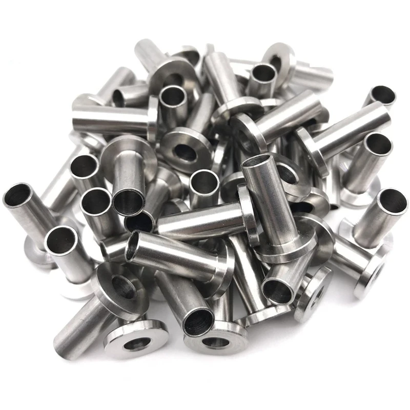 

Stainless Steel Protector Sleeves For 1/8 Inch Cable Railing, Wood Posts, Diy Balustrade T316 Marine Grade 55 Pack