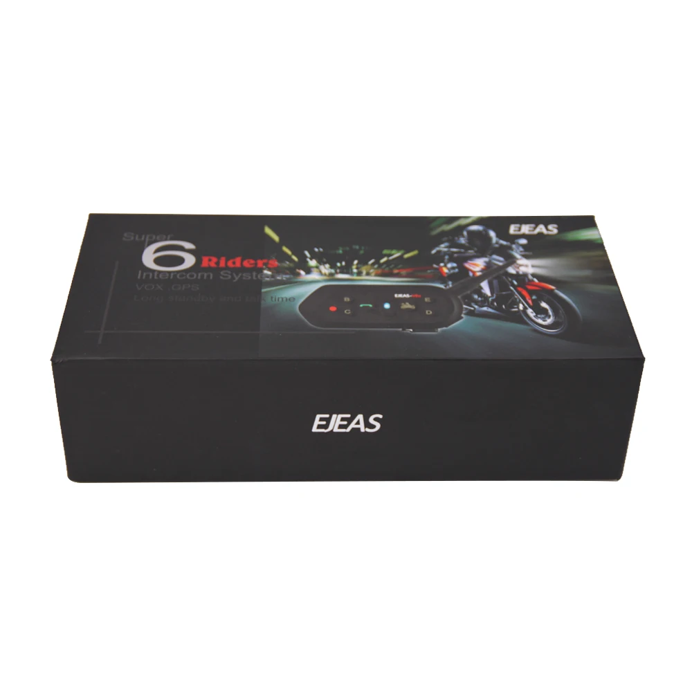 

EJEAS 2pcs Multifunction Motorcycle Intercom VOX BT Headset Helmet Interphone Bluetooth Intercom for 6 Riders 1200M Communica