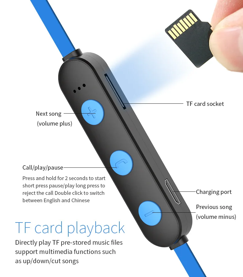 Bluetooth наушники TF карта наушник беспроводные спортивные для IPhone X 7 8 Plus Samsung Huwei P20