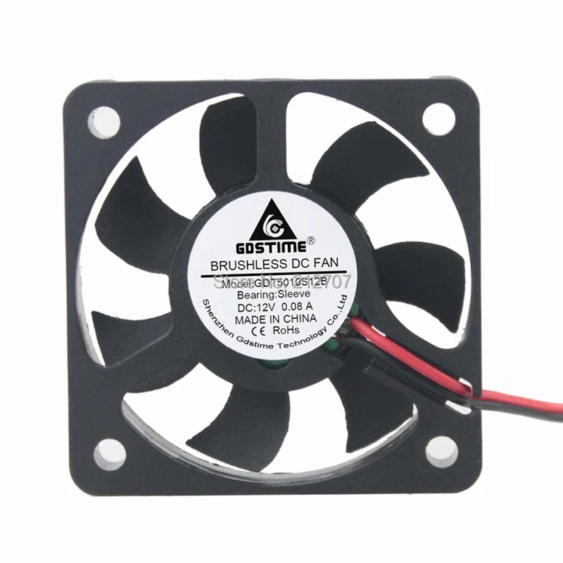 10 шт. Gdstime DC 12 В 2Pin 50 мм 5 см 5010 50x50x10 черный Бесщеточный вентилятор охлаждения|brushless