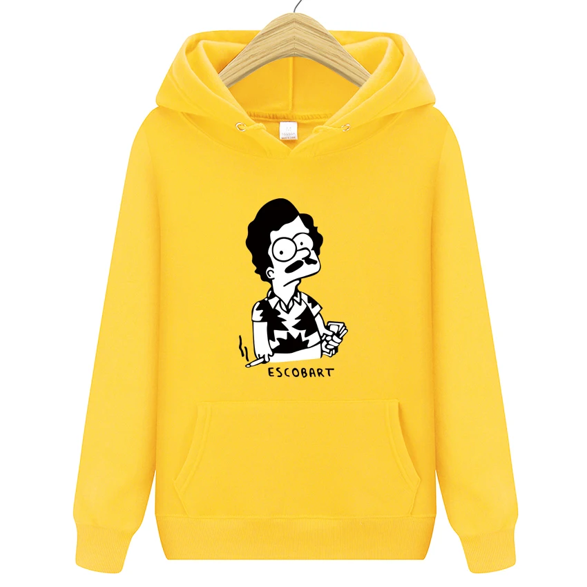 Толстовки ESCOBART Simpson, мужская толстовка с капюшоном, женские свитшоты, негабаритный черный цвет, Осень-зима, хип-хоп, мужские толстовки, толстовка