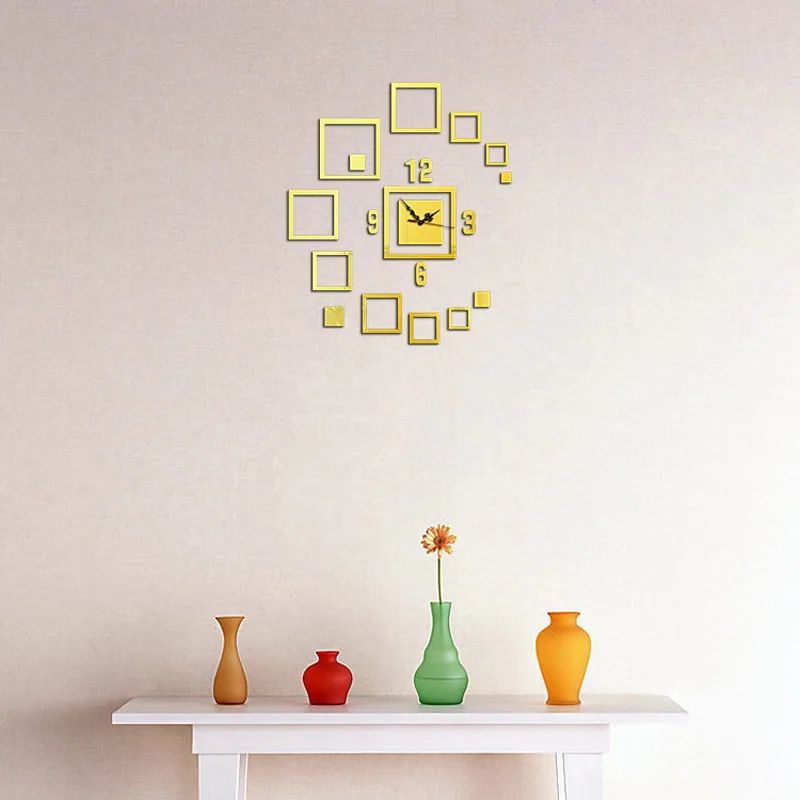 3D акриловые настенные часы зеркальные наклейки для гостиной спальни Декорации