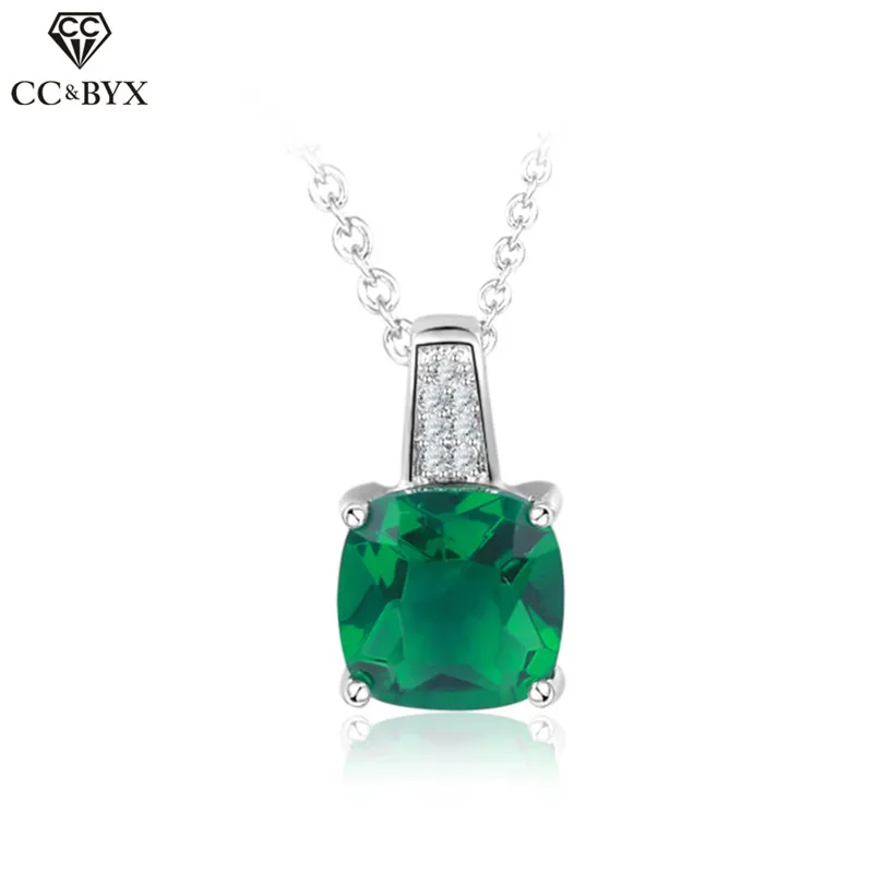 Женское Ожерелье с кулоном из серебра 925 пробы зеленым камнем|necklace silver necklace|silver