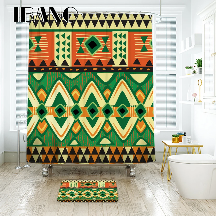 

IBANO Vintage Partern Shower Curtain Waterproof Polyester Fabric Bath Curtain For The Bathroom Decorate With 12pcs Plastic Hooks