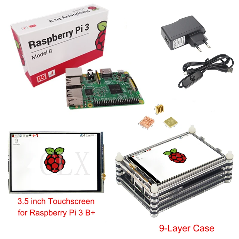 Raspberry Pi 3 Модель B + плюс стартовый комплект 5 дюймовый сенсорный экран 9-слой