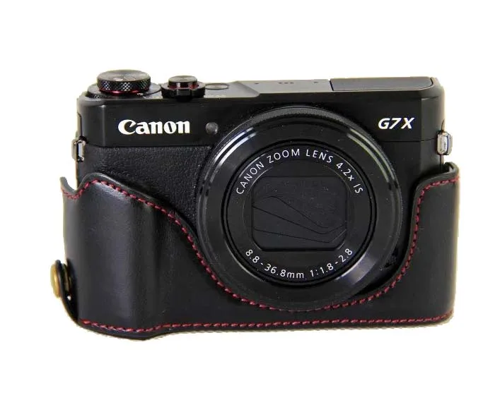 black Кожаный чехол для видеокамеры Canon Powershot G7XII G7X mark 2 G7X II G7X2 из искусственной кожи чехол для камеры - Цвет: black