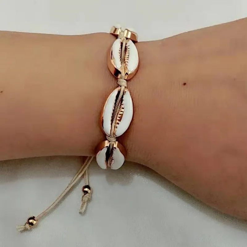 Богемное ожерелье чокер с эмалью в виде морской Каури длинная веревочная цепочка