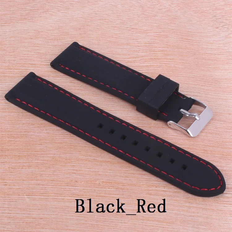 Wholesale 10pcs Solid Watch Silicon Rubber 18mm 20mm 22mm 24mm  Multi Color Army Military watchbands Strap Bands Buckle 18mm