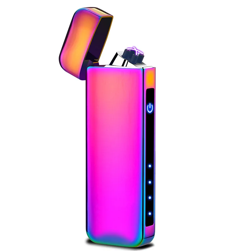 Colorful Сигарная трубка, Электронная зажигалка с отпечатком пальца, USB перезаряжаемая зажигалка, плазменная дуга, турбо металлическая зажигалка для мужчин, новинка, подарок - Цвет: Colorful