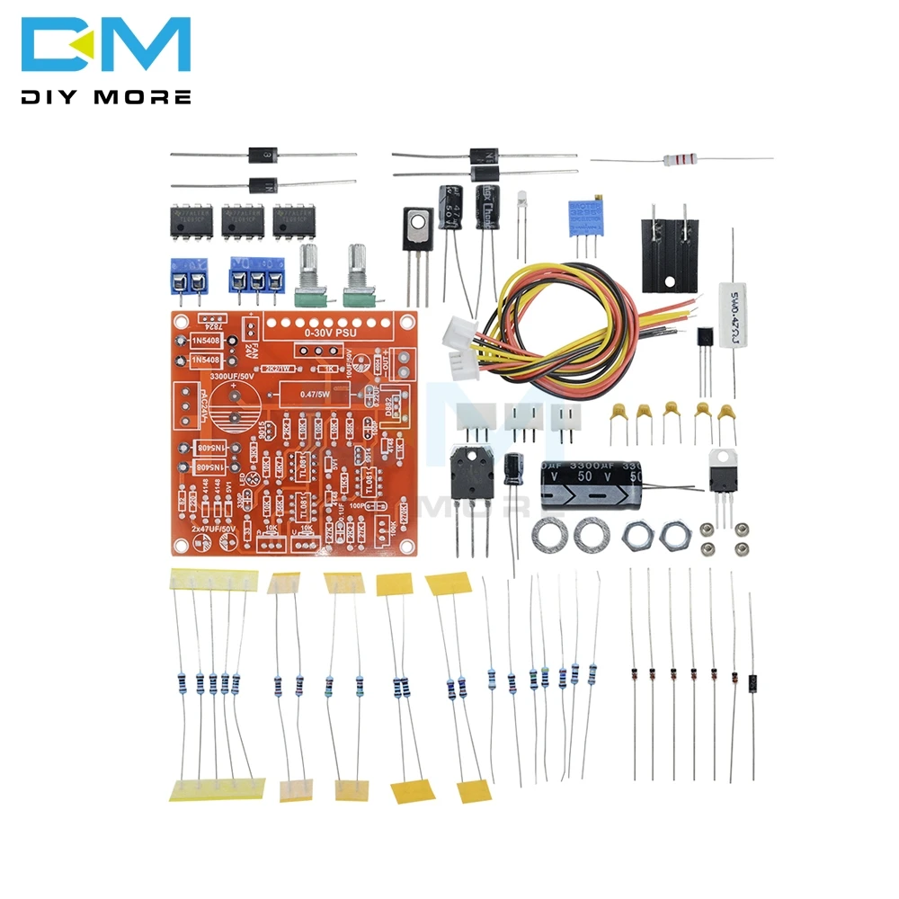 Красный 0 30 в 2mA 3A непрерывно регулируемый DC Регулируемый источник питания DIY