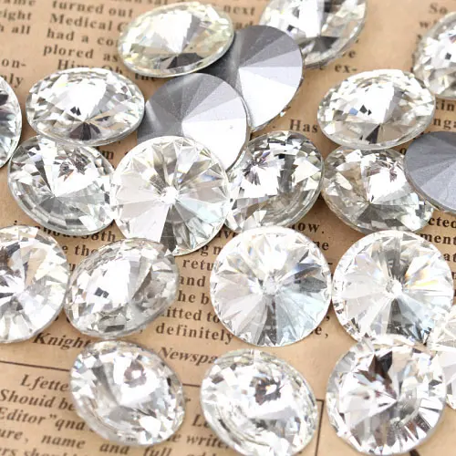 crystal Лидер продаж! Круглый со стразами "риволи" AB Стекло Стразы заостренные сзади со стразами красный изысканный камень круглый Jet требуется склеить на свадебное платье B0969 - Цвет: crystal