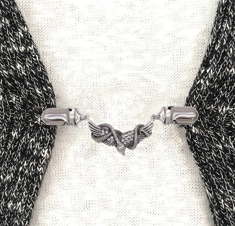 Серебряная Змея Стразы инкрустированная брошь из сплава зажим для свитера шали