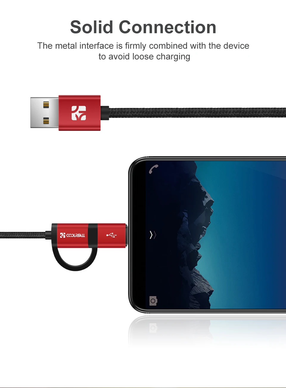 Coolreall 2.4A Micro USB кабель 2 в 1 usb type C Быстрая зарядка данных USB C зарядное устройство кабель для samsung Xiaomi Oneplus huawei P9