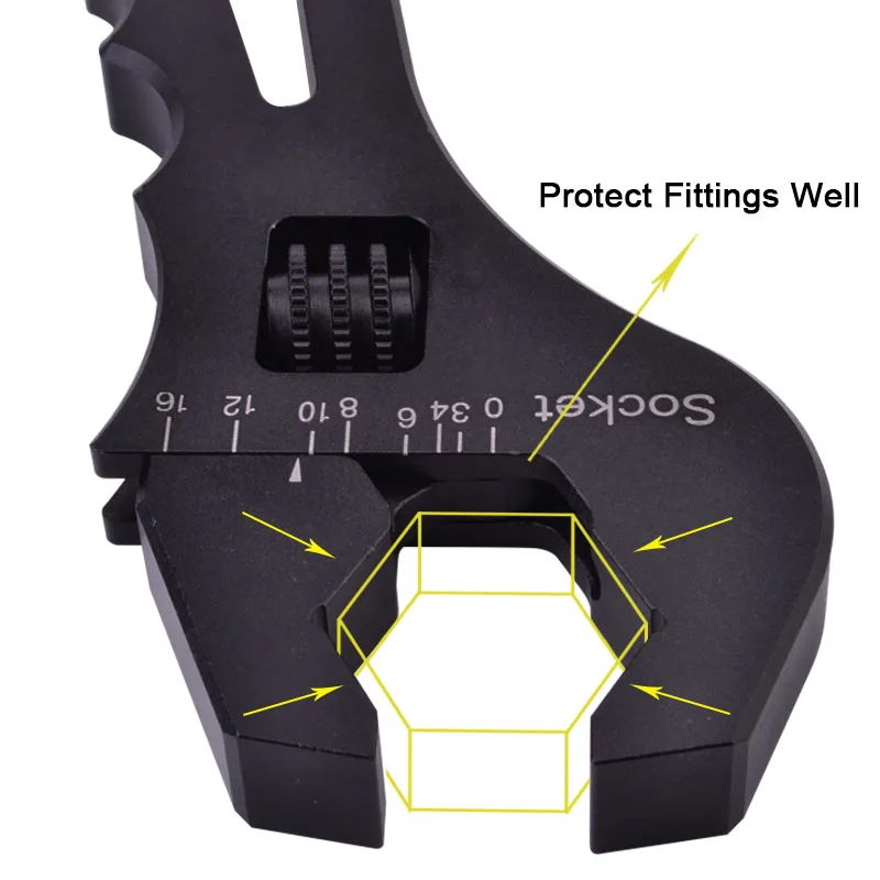 Черный V штык Регулируемый Алюминиевый ключ арматура инструмент гаечный 3 4681012 16|an