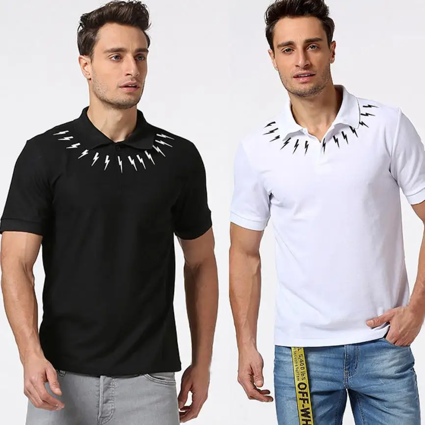 

Summer Fashion Casual New Pop Men Slim Short Sleeve Polo Shirt T-shirts Tee Tops Brand Broadcloth Miesten T-paita #AA