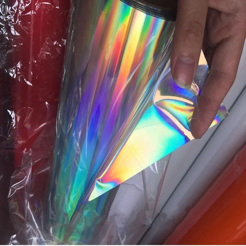 

50cm*100cm Holographic Cutting Vinyl With Adhesive Craft Vinyl faux artificial Synthetic For CAR Cup 20''x39.37''