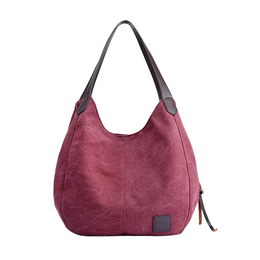 Red Повседневная сумка на плечо, Женская Холщовая Сумка, винтажные сумки высокого качества, женские вместительные сумки на одно плечо, женская большая сумка-тоут - Цвет: Red