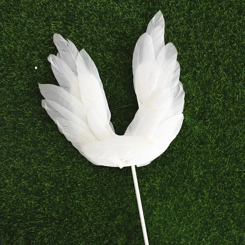 Light Up White Feather Angel Wing Cake Topper Cupcake Toppers Children Girls Party home decor wedding birthday | Дом и сад