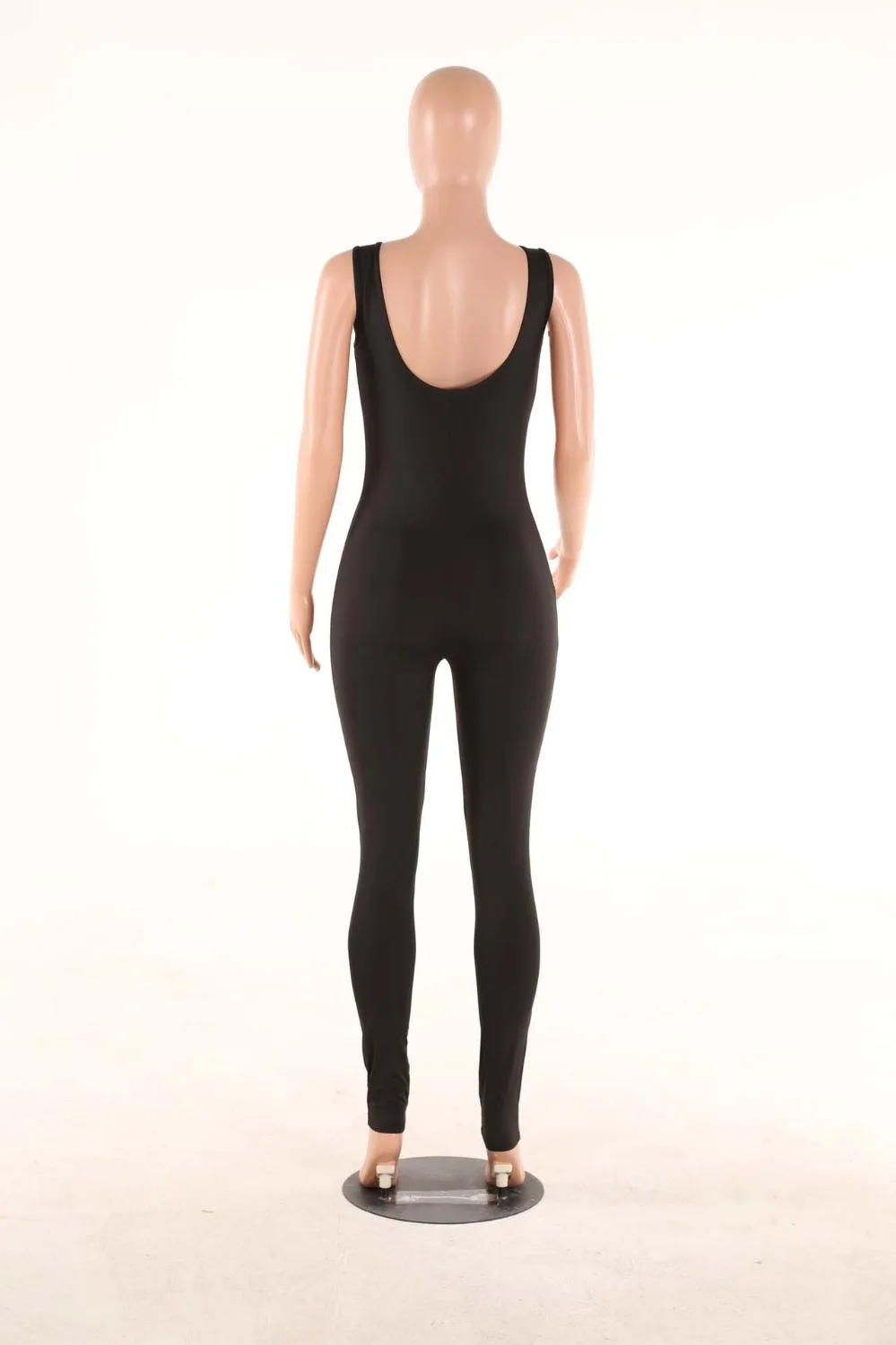 Женский комбинезон в обтяжку на молнии повседневный Облегающий без рукавов с