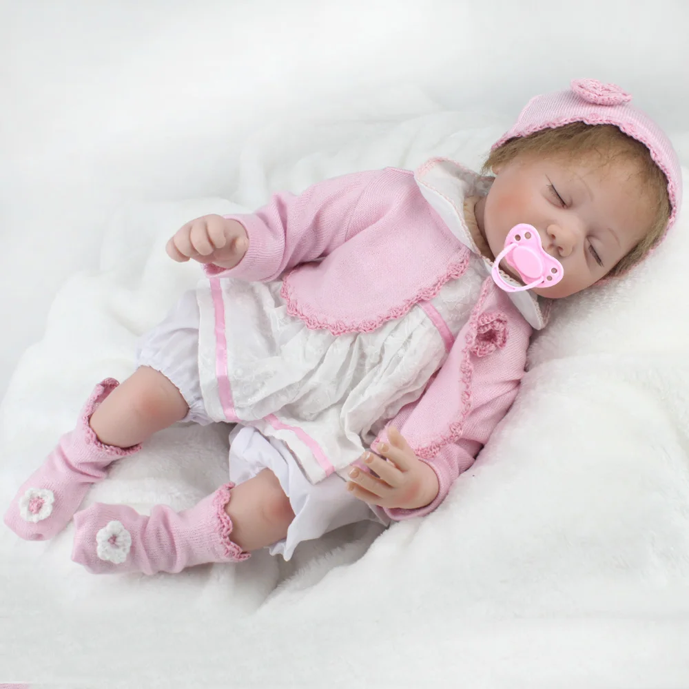 22 дюйма Мягкие силиконовые куклы Reborn 55 см Alive Bebe Реалистичная кукла Menina Sleeping Girl