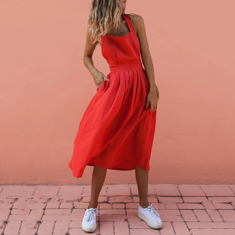 Женское платье женские сексуальные Полиэстеровые ремни красные без спинки