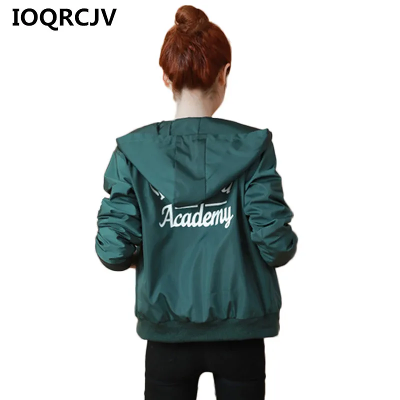 Женская ветровка с капюшоном куртка-бомбер в стиле Харадзюку на молнии карманами