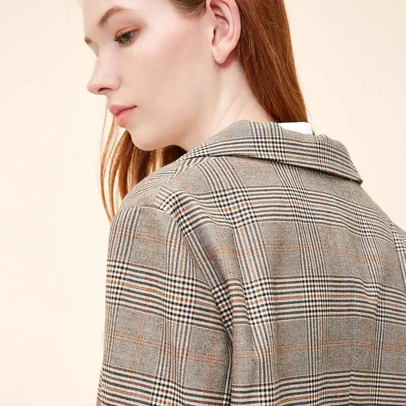 Vero Moda Женская новая клетчатая с одной пуговицей 3/4 рукавами пиджак Длинный блейзер | 318308501