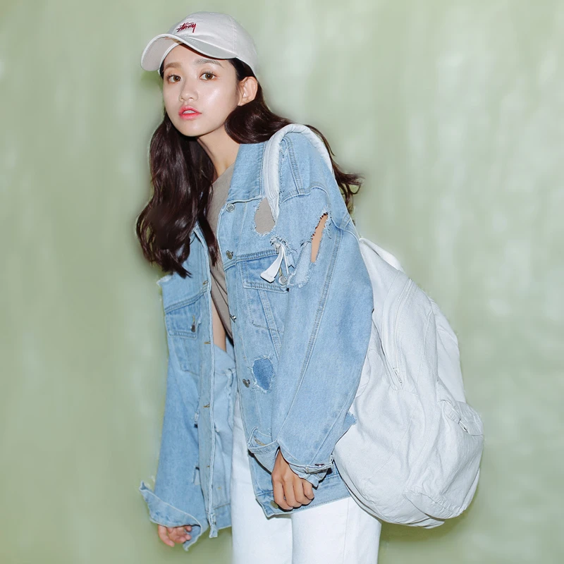 2017 джинсовые куртки большого размера Осенняя Модная Джинсовая куртка с длинными