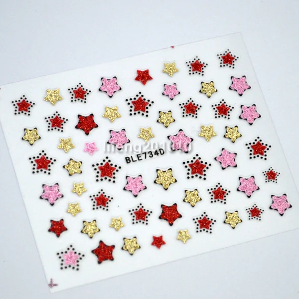 3D наклейки для ногтей украшения инструменты сердце звезды губная помада дизайн