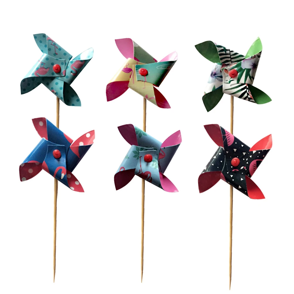 6 шт. Фламинго шаблон торт Топпер ветряная мельница кекс топперы вставки карты